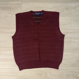 Vtg Thornhill Sweater Vest Size M Burgundy Argyle Wool Blend Academia Grandpa